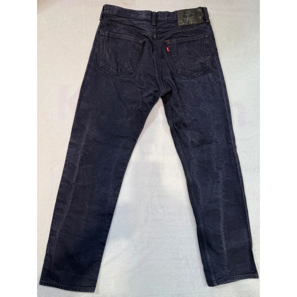 Levis 501 Jeans Mens 34x34 Dark Wash Straight Leg Button Fly Denim